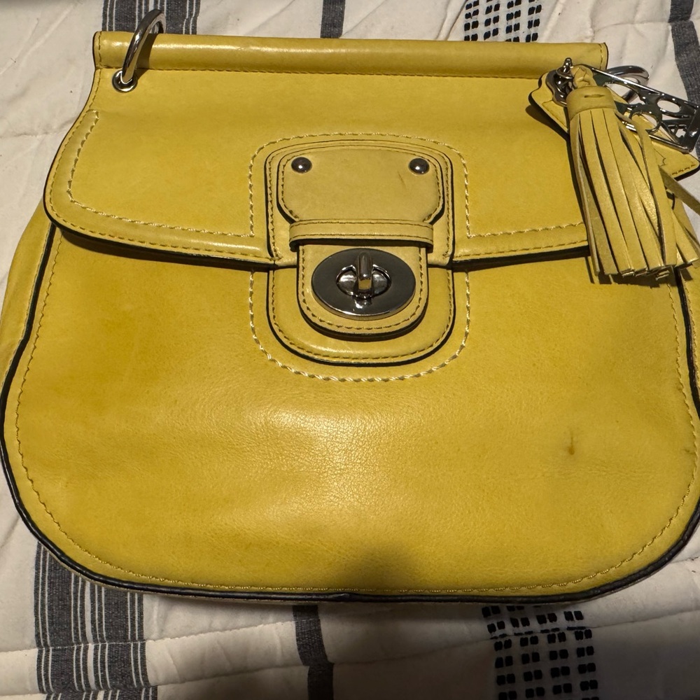 COACH VINTAGE  YELLOW WILLIS TOP HANDLE CROSSBODY BAG SILVER 19132